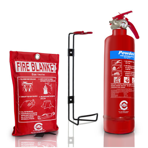 FSS UK Plus 1 KG ABC Dry Powder Fire Extinguisher With Fire Blanket CE Marked