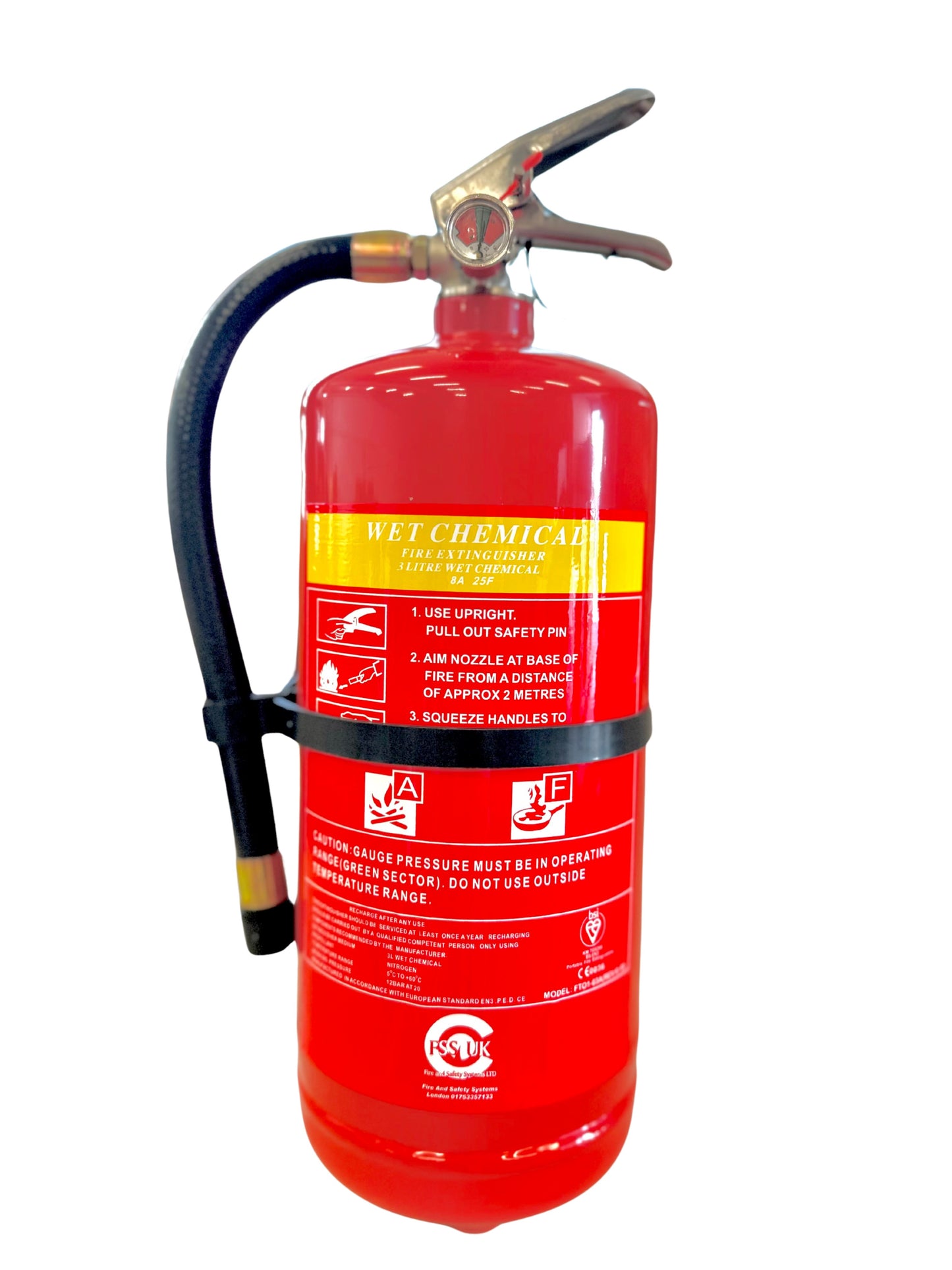 Premium FSS UK 3 Litre Wet Chemical Fire Extinguisher British Standard Kitemark