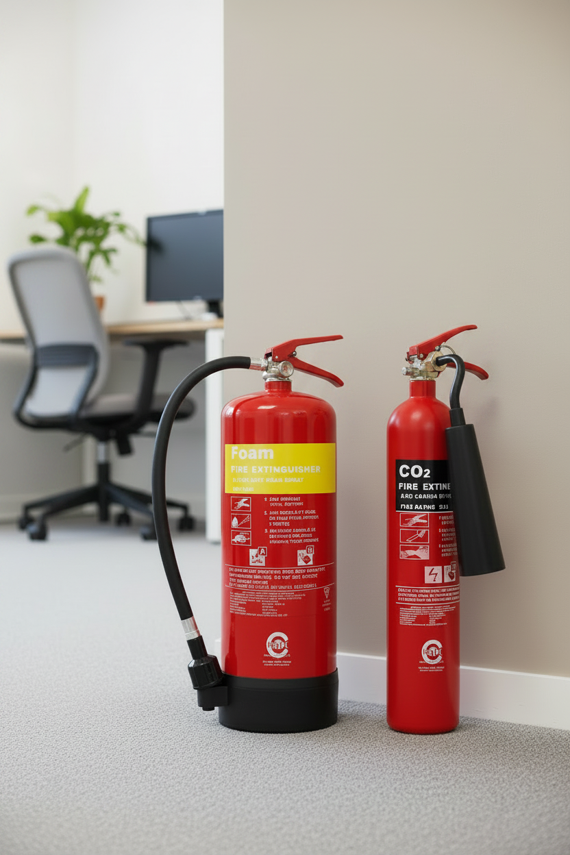 FSS UK Fire Extinguisher Value Set (2kg CO2 + 6 Ltr Foam) BSi Kitemark Ideal for offices and workplace