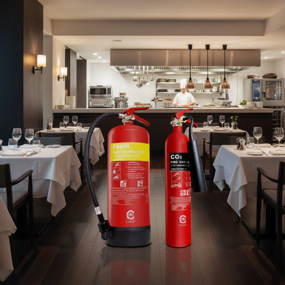 FSS UK Fire Extinguisher Value Set (2kg CO2 + 6 Ltr Foam) BSi Kitemark Ideal for offices and workplace