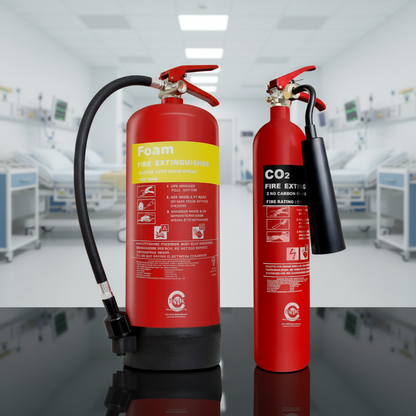 FSS UK Fire Extinguisher Value Set (2kg CO2 + 6 Ltr Foam) BSi Kitemark Ideal for offices and workplace