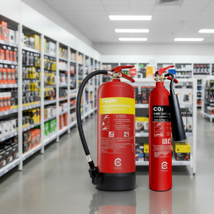 FSS UK Fire Extinguisher Value Set (2kg CO2 + 6 Ltr Foam) BSi Kitemark Ideal for offices and workplace
