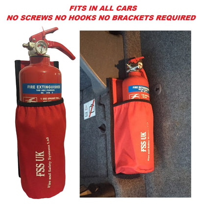 Easy Install Car Van Taxi 1 KG ABC Fire Extinguisher With Universal Car Holder British Standard Kitemark